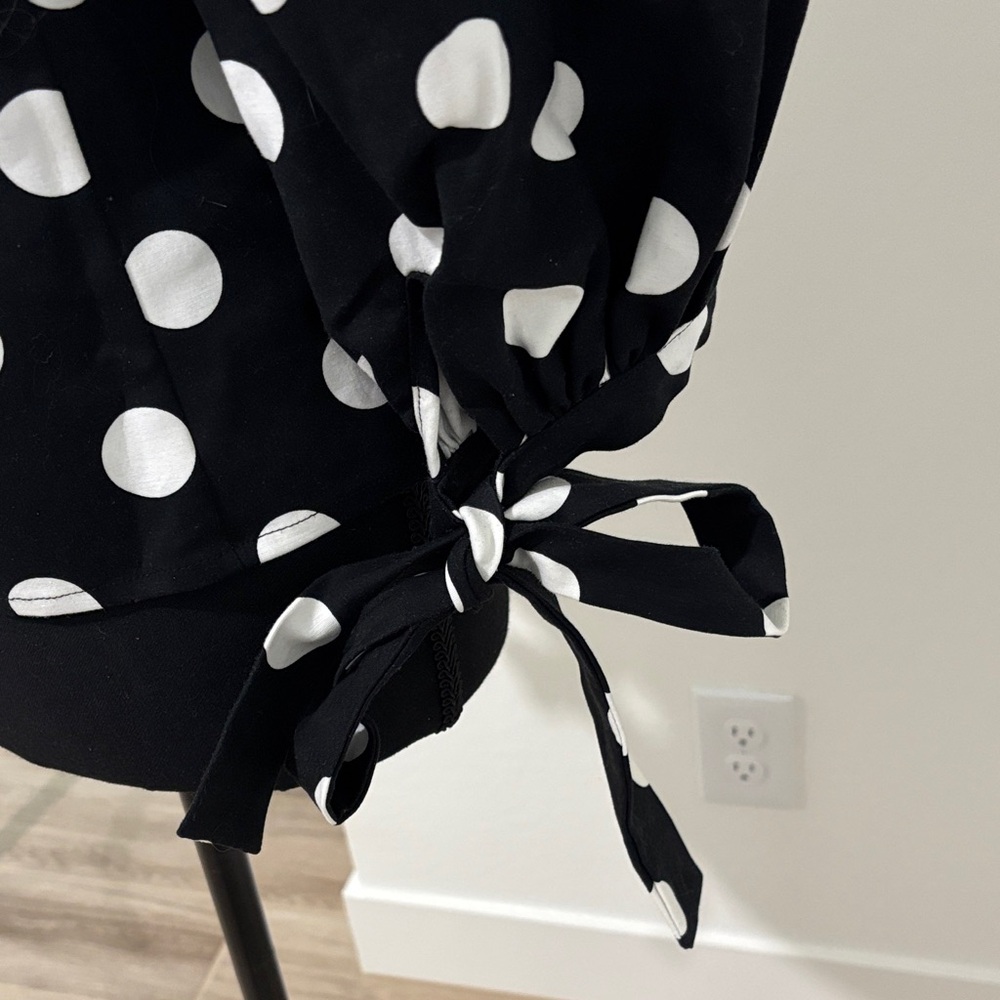 CeCe Black and White Polka Dot Blouse - Picture 3 of 4
